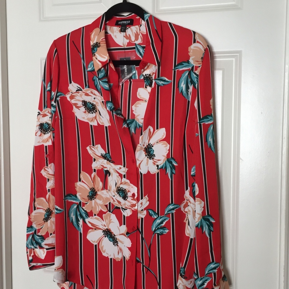 Express Red Floral Striped Portofino